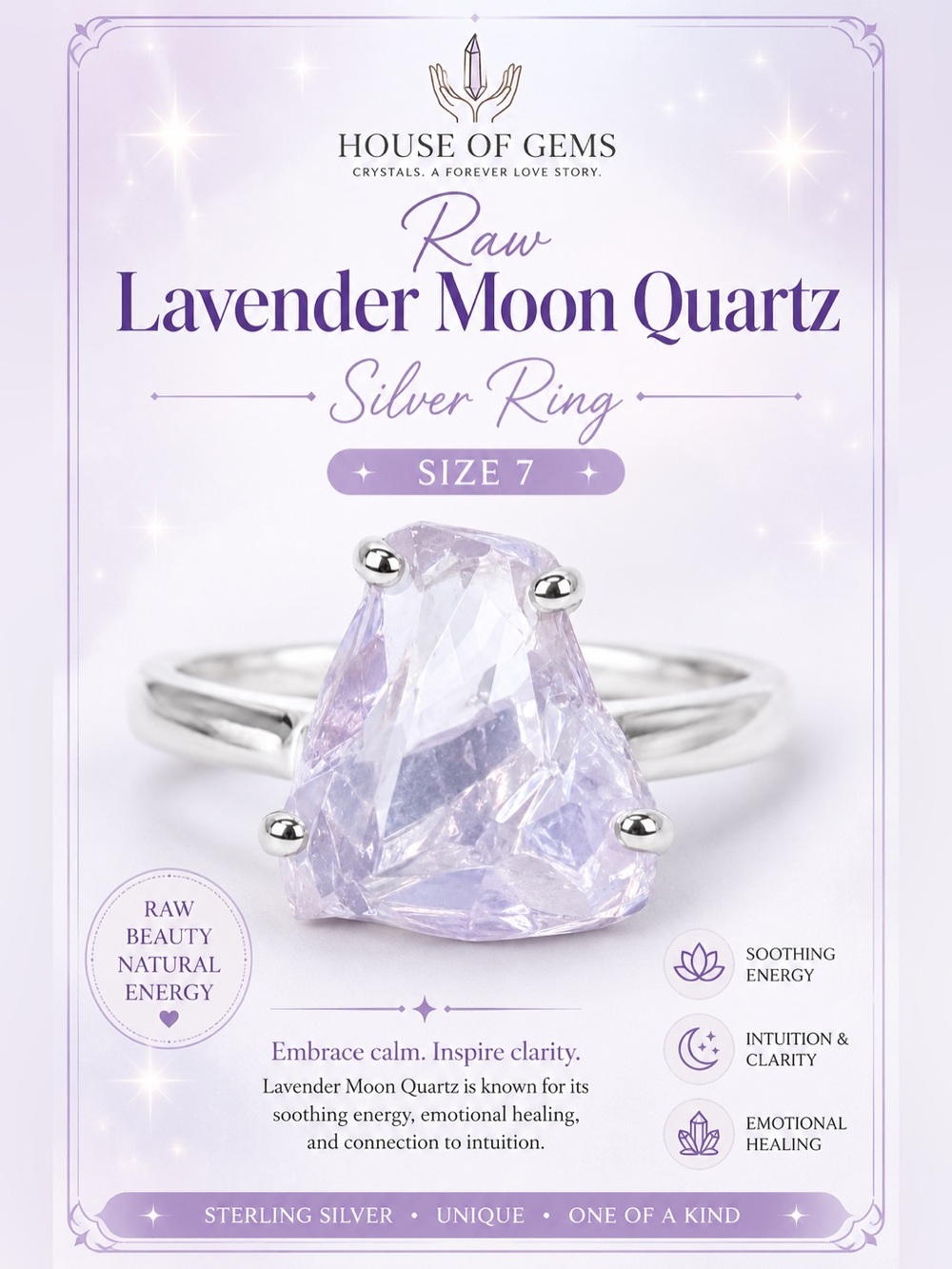 Sterling Silver Lavender Stone Ring